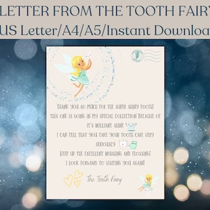 Lettre de la fée des dents pour enfants/sous le coussin Lettre de la fée des dents/Fée des dents à imprimer pour les enfants/Fée des dents imprimable