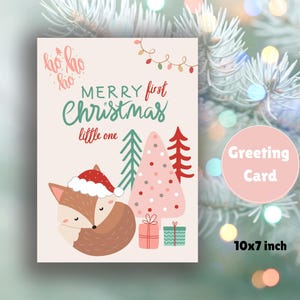 Baby&#39;s First Christmas Card Instant Download-Holiday Greeting For Newborns/Cute Baby&#39;s First Holiday Card/Newborn Christmas Card