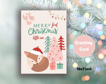 Baby's First Christmas Card Instant Download-Holiday Greeting For Newborns/Cute Baby's First Holiday Card/Newborn Christmas Card