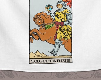 Sagitario El Caballero Tarot Toalla de té Astrología Noviembre Diciembre Cumpleaños Novia Novio Mamá Cocinero Cocina Zodíaco Regalo de Navidad