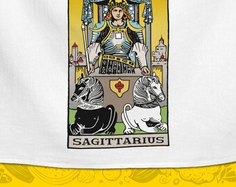 Sagitario El Carro Tarot Toalla de té Astrología Noviembre Diciembre Cumpleaños Novia Novio Mamá Cocinera Cocina Regalo de Navidad