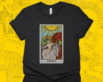 Aries/The Sun Tarot T-Shirt Astrology Tee Tarot Tshirt March April Birthday Girlfriend Boyfriend Teen Gift