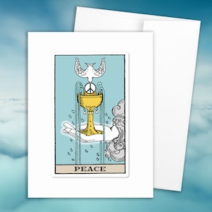 Signe de la paix, lot de cartes postales As de tasses Tarot Paix dans le monde Colombe blanche Anniversaire Amitié Condoléances Noël Paix sur Terre Carte de voeux