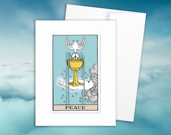 Peace Sign, Ace of Cups Postcard Bundle 10-Pack Tarot World Peace White Dove End War Now Birthday Friendship Condolence Love Greeting Card