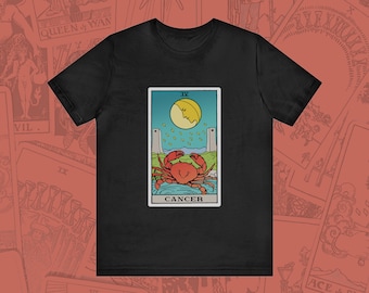 Cancer The Moon Tarot T-Shirt Astrology Tee Tarot Tshirt June July Birthday Girlfriend Boyfriend Teen Gift