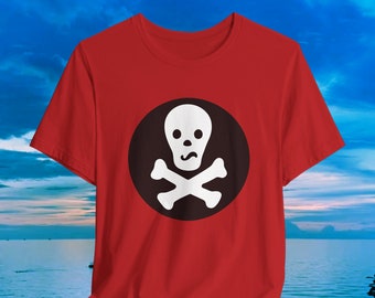 Koszulka z czaszką i skrzyżowanymi piszczelami Wry Smile Skelton Tee Witty Pirate T-shirt Prezent Moda dla nastolatków Goth Lata 30. Projekt czaszki Halloween
