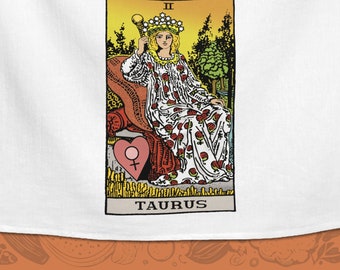 Taurus The Empress Tarot Tea Towel Astrology April May Birthday Girlfriend Boyfriend Mom Cook Kitchen Christmas Gift