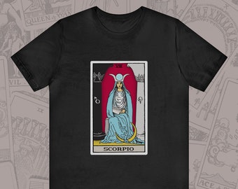 Scorpio High Priestess Tarot T-Shirt Astrology Tee Tarot Tshirt October November Birthday Girlfriend Boyfriend Teen Gift