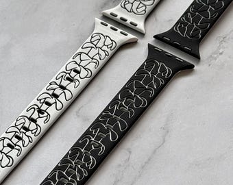 Two-Tone Puakenikeni Flower Engraved Apple Watch Compatible Band- Hawaiian style