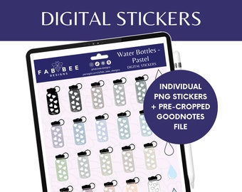 Pegatinas Pastel Water Tracker: Corazones, Goodnotes Planner (Descarga digital)