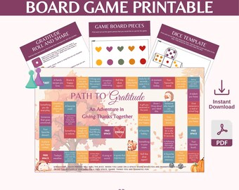 Juego de gratitud de Acción de Gracias – Juego de mesa familiar imprimible (PDF)