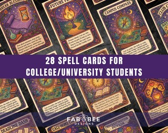 Tarjetas de hechizos para estudiantes universitarios / Notas de ánimo imprimibles (descarga digital) / Paquete de cuidado para estudiantes universitarios