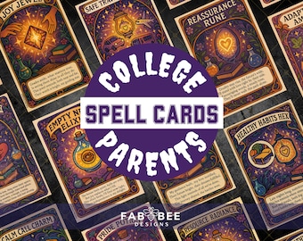 Tarjetas de hechizos universitarios para padres / Notas de ánimo (Descarga digital)
