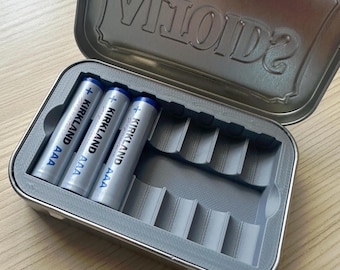 Compact AAA Battery Organizer for Altoids Tin - Holds up to 7 AAA Batteries in a Altoids Tin (Not Included)