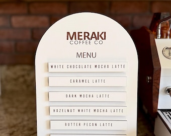 Large Personalized Coffee Cart Menu Sign with Custom Logo & Menu Tags