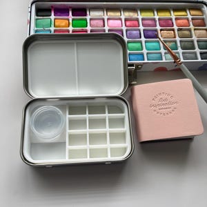 2段式アルトイド水彩パレット、トラベルペイントパレット、ミニペイントパレット、3MLジャー付きアルトイド缶入り、野外絵画