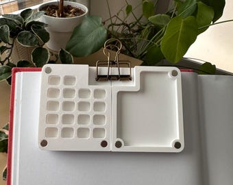 Mini Pocket Watercolor Palette 3in by 5in – 18 Wells, Mixing Tray and Binder Clip
