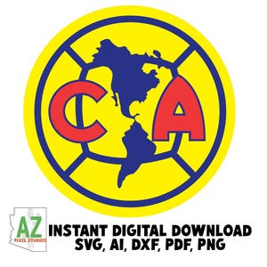 Futbol Club America Instant Digital Download - Archivo Digital Para descargar SVG, Ai, DXF, PNG, Pdf