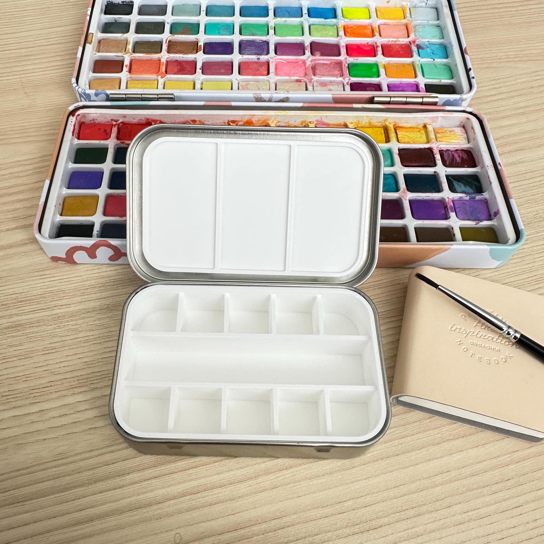 3-Piece Aluminum Watercolor Palette Set - Round & Square Paint Trays For Artists