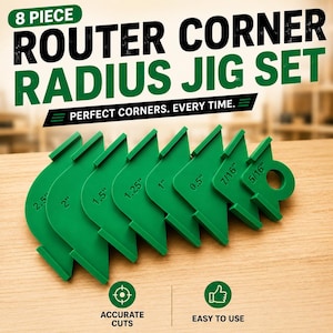 8 Piece Router Corner Radius Woodworking Jig Set