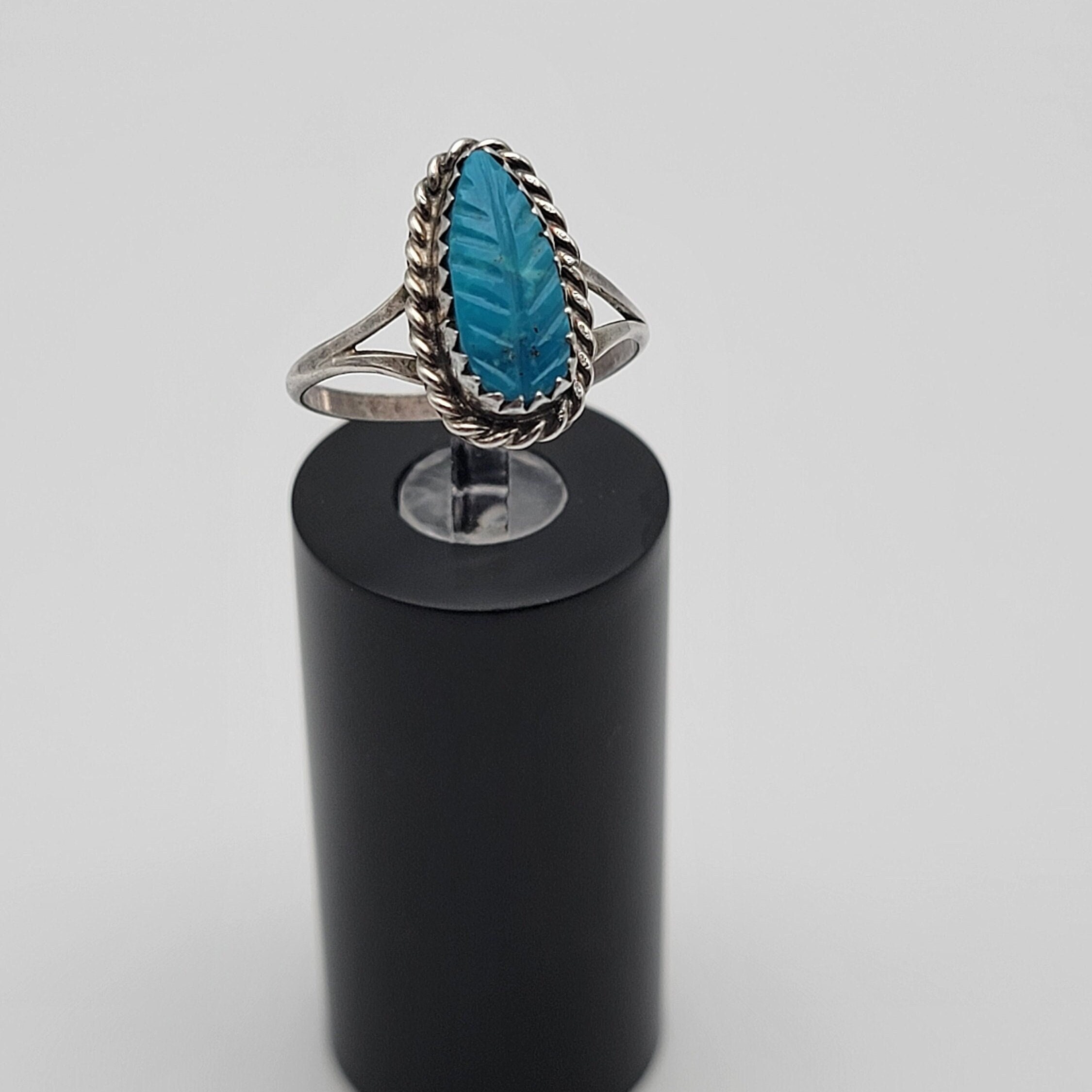 【日本製】 彫刻されたターコイズリーフのヴィンテージスターリングシルバー アクセサリー
