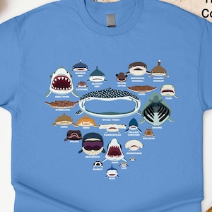 Shark Heart  Shirt, Ocean Lover T-Shirt, Sea Animals Sweatshirt, Wildlife Sweater, Shark Lover Tee, Ocean Fishes Hoodie, Tipes Of Sharks Tee