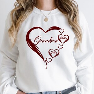 Custom Grandma Heart Sweatshirt, Grandma and Grandkids Sweater, Grandma Hoodie, Great Grandma Gift, Gift Shirt for Grandma, Nana Shirt