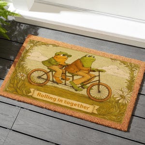 Frog and Toad Doormat, Cottagecore Aesthetic Door mat, Gift for Book Lover, Frog Welcome Mat, Frog Outdoor Mat, Closing Gift, Farmhouse Mat
