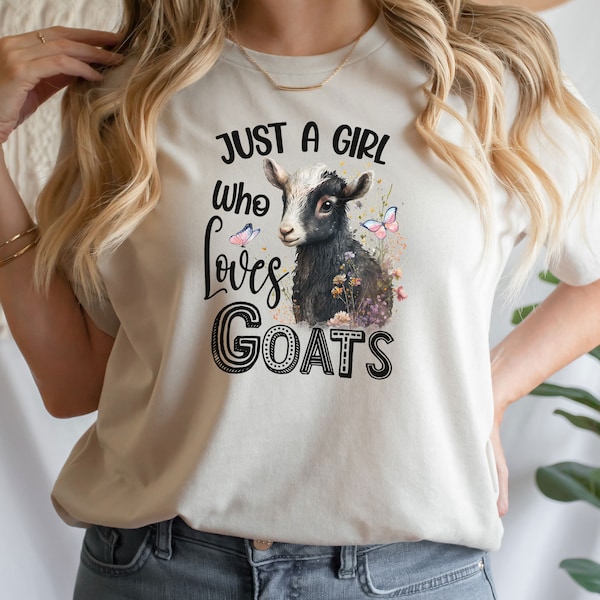 Just a Girl Who Loves Goat Shirt, Farm Animal T-Shirt, Goat Lover Sweatshirt, Animal Lover Sweater, Cute Goat Hoodie, Farm Life Lover Shirt