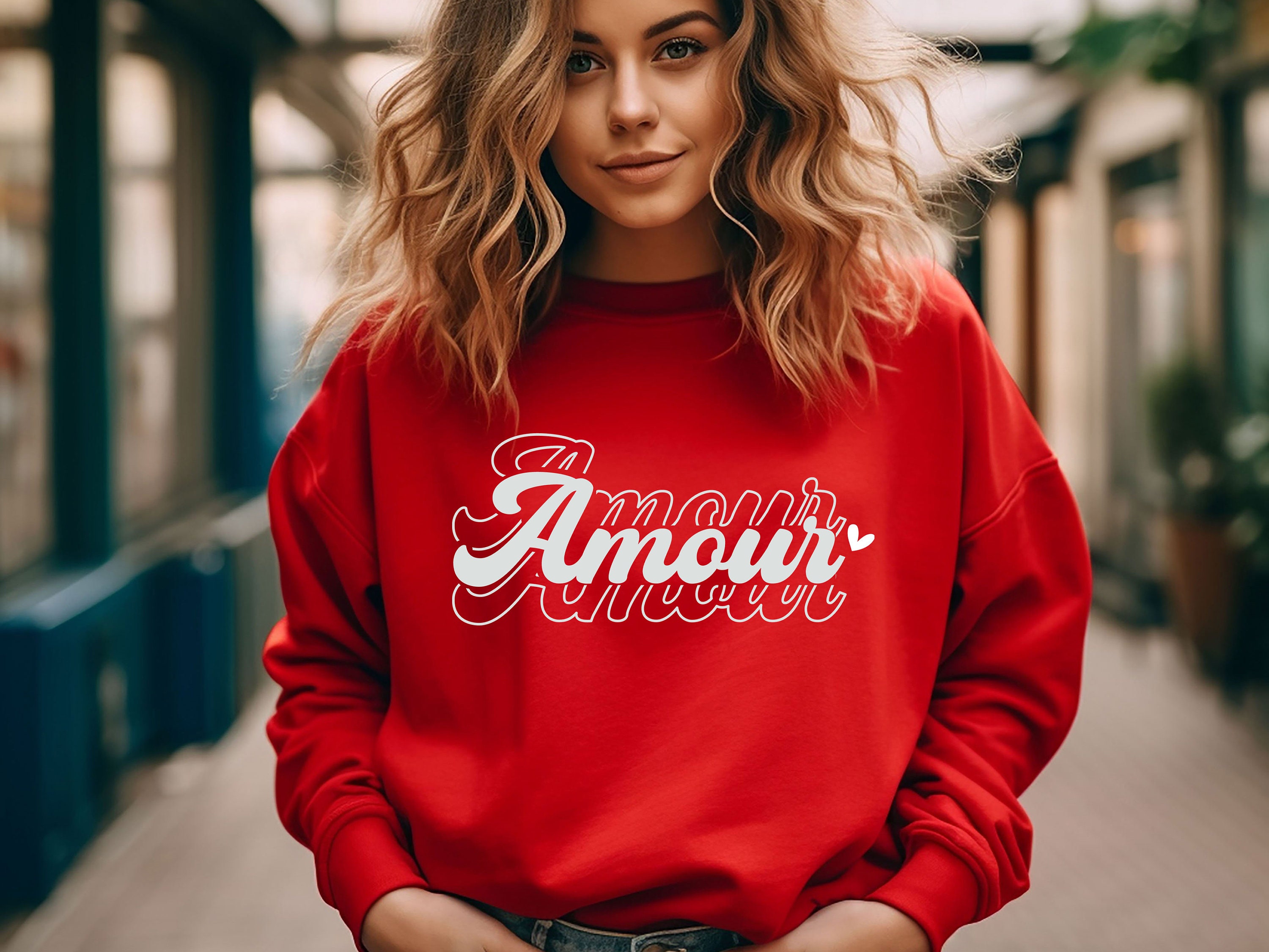 Sweatshirt Amour Effet Velours - Femme