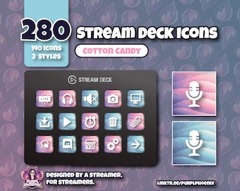 280 Stream Deck Icons - Cotton Candy
