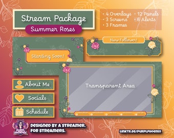 Twitch Stream Overlay Pack - "Summer Roses"