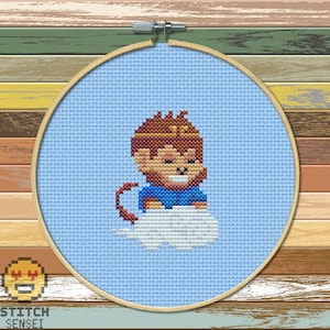 Wukong Cross Stitch Pattern: Mythical Monkey Embroidery (PDF)