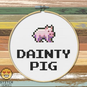 Petit cochon point de croix PDF | Motif de broderie moderne pour débutant | Joli motif animal de ferme | Tableau de broderie de pays bricolage