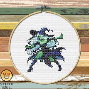 Witch Cross Stitch Pattern | Magic Spell PDF Chart | Enchanted Halloween Decor | Digital Gothic Needlework | DIY Spooky Craft Gift