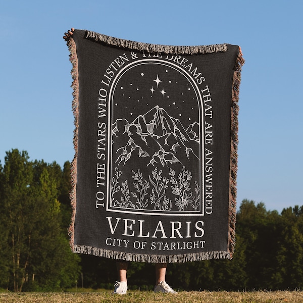 ACOTAR Inspired Velaris City of Starlight Woven Blanket, Reading Blanket, Gifts for Readers, Bookish Gift, A Court of Thorns and Roses