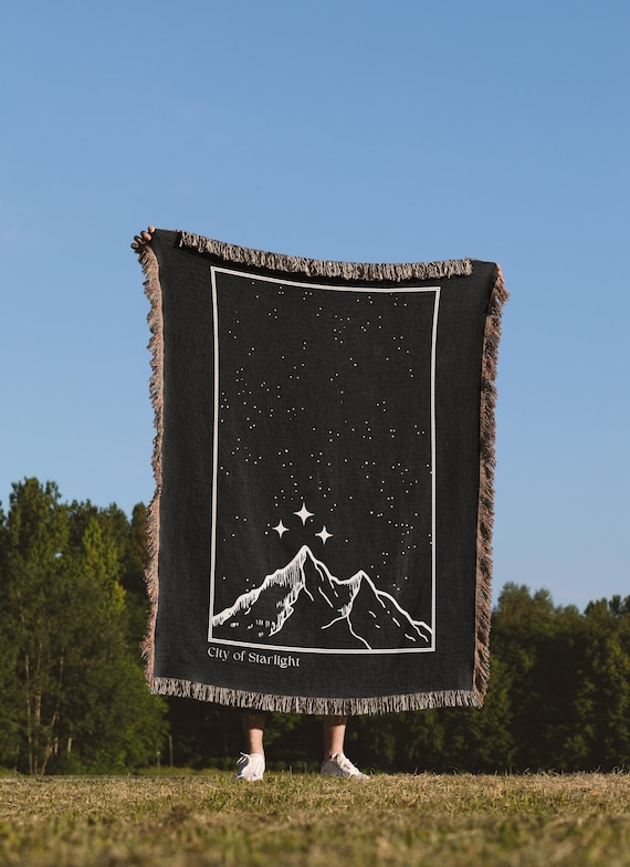 ACOTAR Inspired Velaris City of Starlight Woven Blanket, Bookish Gift, Romantasy Blanket, Night Court Blanket, Reading Blanket, ACOMAF ACOSF