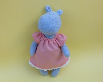 Hippo doll  in dress Sewing pattern and tutorial PDF