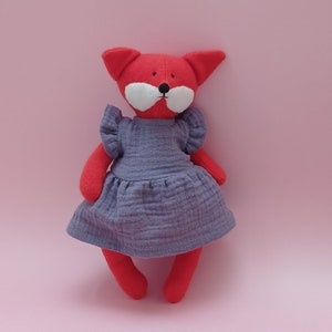 Fox doll in dress Sewing pattern and tutorial PDF
