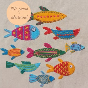 Felt fishes, easy embroidery and applique design PDF