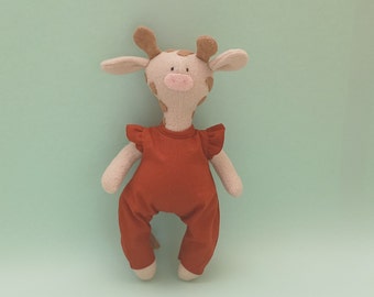 Giraffe doll in overalls Sewing pattern and tutorial PDF