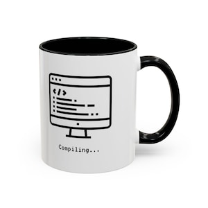 Programmer Coffee Mug, Coding Mug, Compiling Mug, Developer Gift, Tech Coffee Cup, Coder Desk Mug image 1