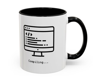 Programmer Coffee Mug, Coding Mug, Compiling Mug, Developer Gift, Tech Coffee Cup, Coder Desk Mug