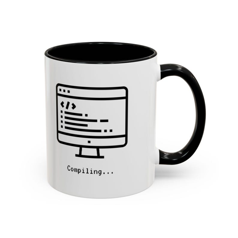 Programmer Coffee Mug, Coding Mug, Compiling Mug, Developer Gift, Tech Coffee Cup, Coder Desk Mug image 1