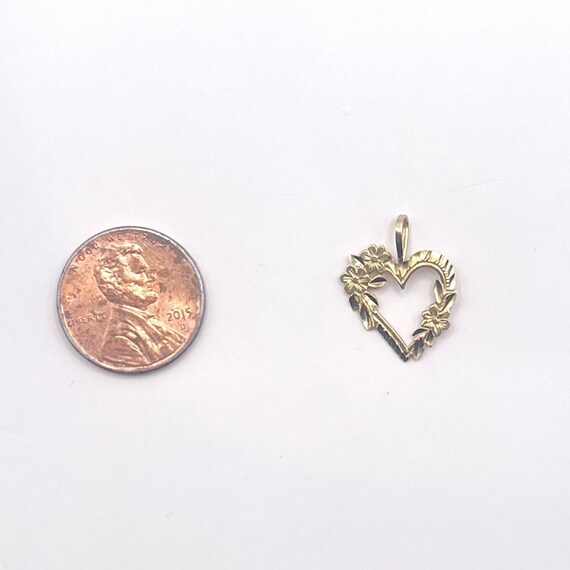 14k Gold Charm Vintage, Vintage Gold Heart Charm,… - image 3