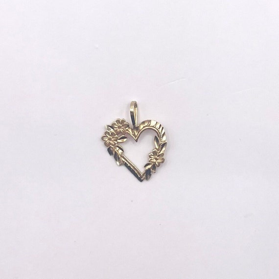 14k Gold Charm Vintage, Vintage Gold Heart Charm,… - image 1