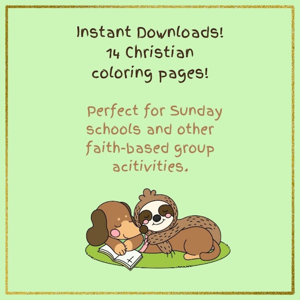 Adorable Coloring Book Downloads Christian Faith Printable Artwork Fun Activity Book Gifts for Christian Children Sunday School Material