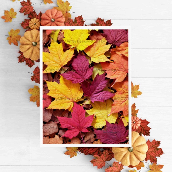 Autumn Leaves Fall Colors Art Print, Multicolor Leaf Wall Decor, Nature Inspired Gift.