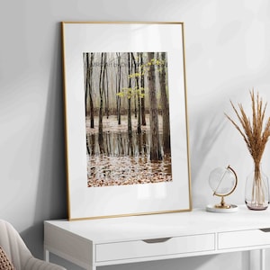 Fall Trees by the River Art Print, Autumn Trees Yellow Leaves, Wall Decor, Nature Art, Fall Decor, River Landscape