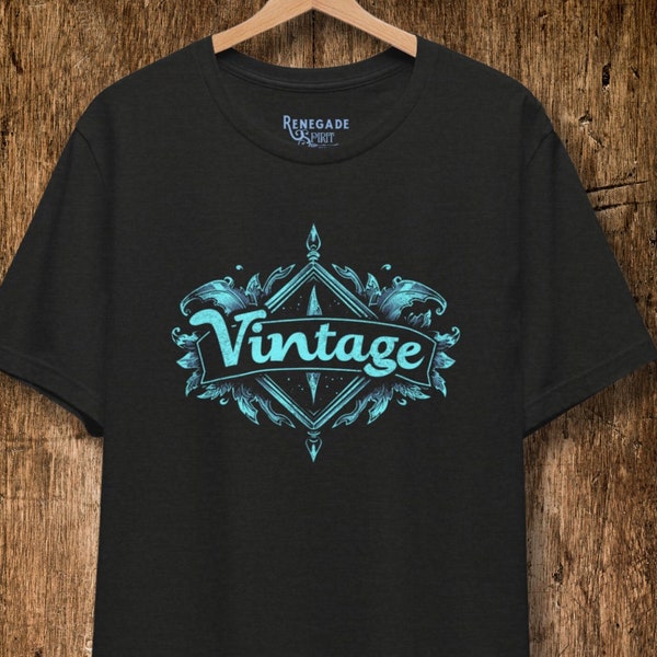 Blue "Vintage" T-Shirt Retro Design Unisex Jersey Soft Cotton Short Sleeve Tee For Guys And Gals Gift For Grandparent Aunt Uncle Teacher